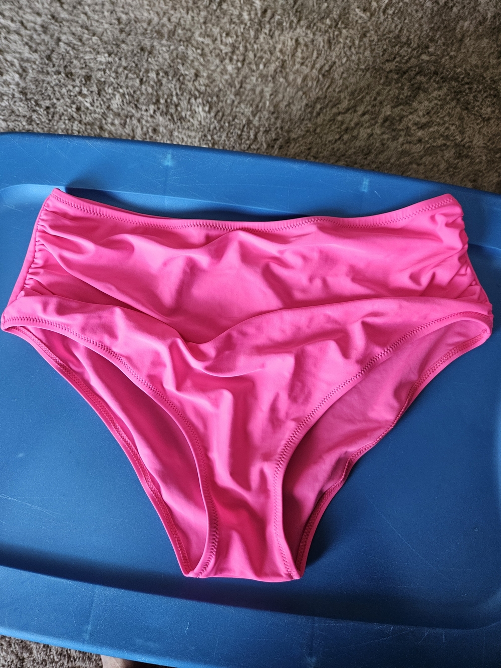 High-Waist Women's Swim Bottoms in Bright Pink